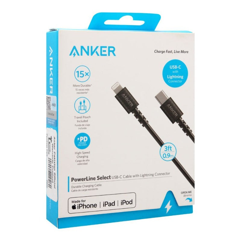 Anker PowerLine Select USB -C Cable With Lightning Connector 3ft0.9cm