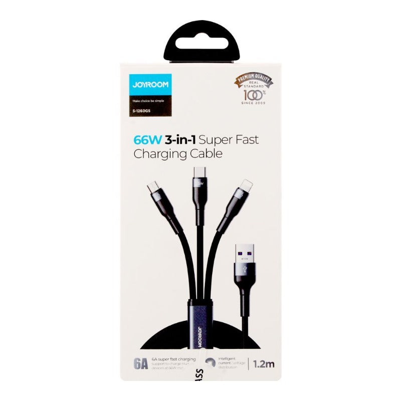 JOYROOM S-1260G5 66W 3 In 1 Super Fast Charging Cable 1.2 M