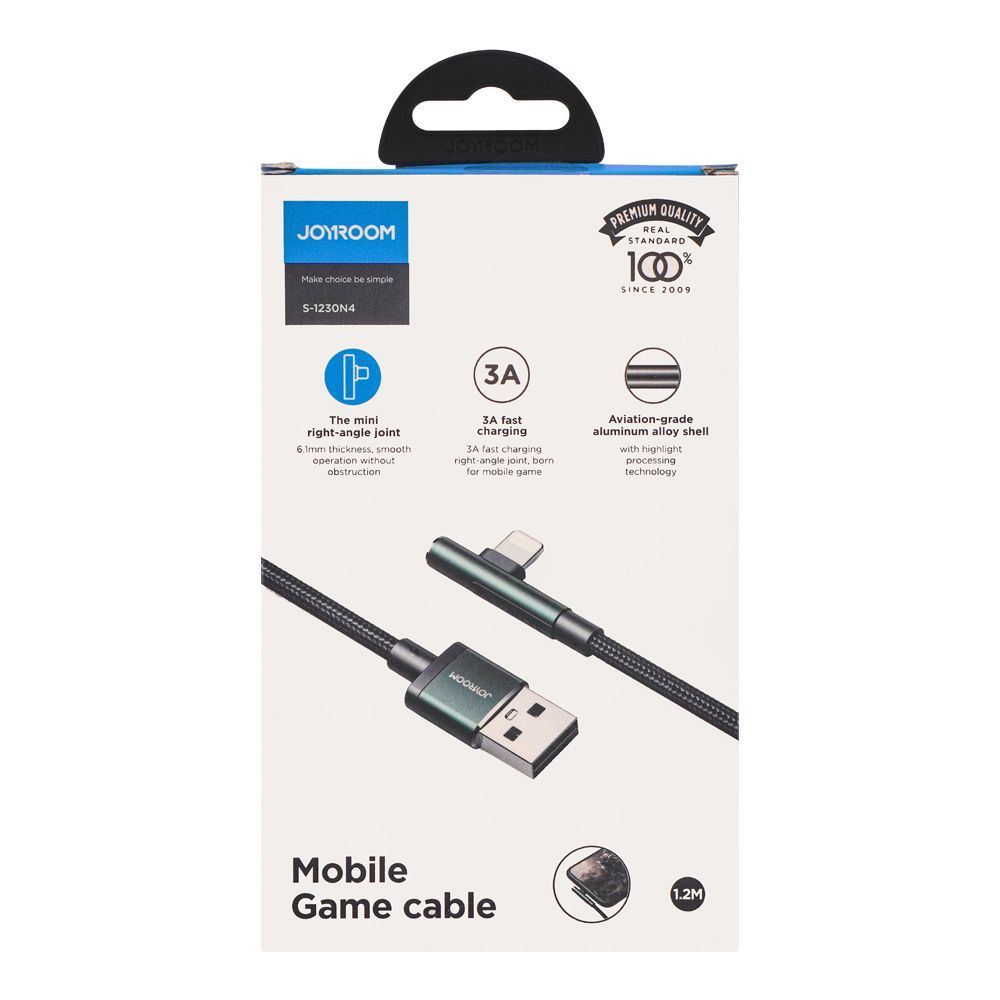 JOYROOM S-1230N4 3A 8 Pin Lightning Gaming Angle Head Fast Charging Data Cable, Length: 1.2m