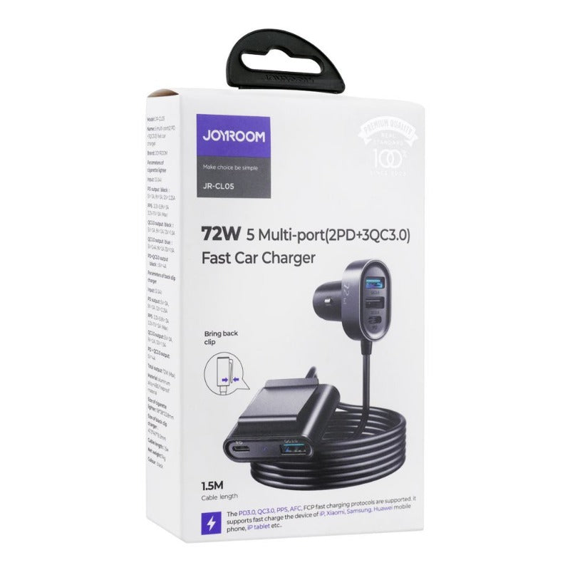 JOYROOM 72W 5 MULTI PORT (2PD 3QC3.0) FAST CAR CHARGER JR-CL05