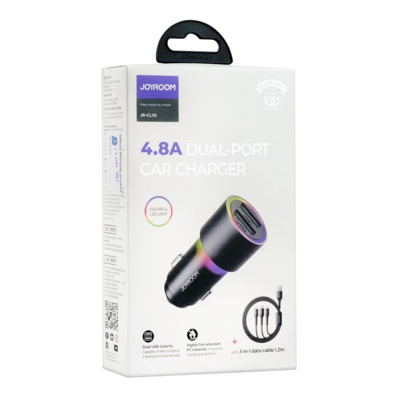 JOYROOM 4.8A DUAL PORT CAR CHARGER JR-CL10