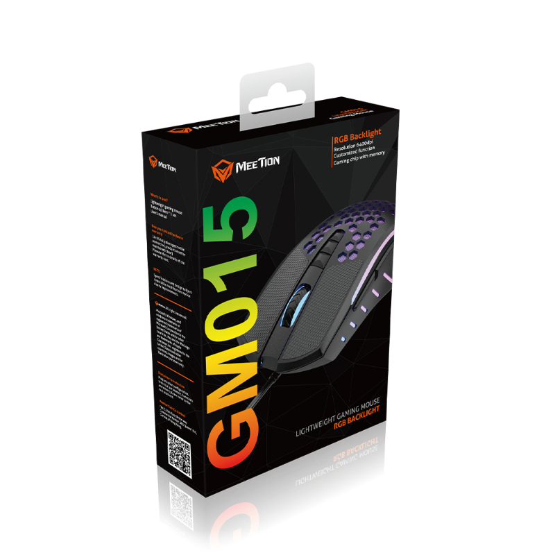 MEETION GM015 LIGHTWEIGHT RGB BACKLIGHT HONEYCOMB STYLED GAMING MOUSE