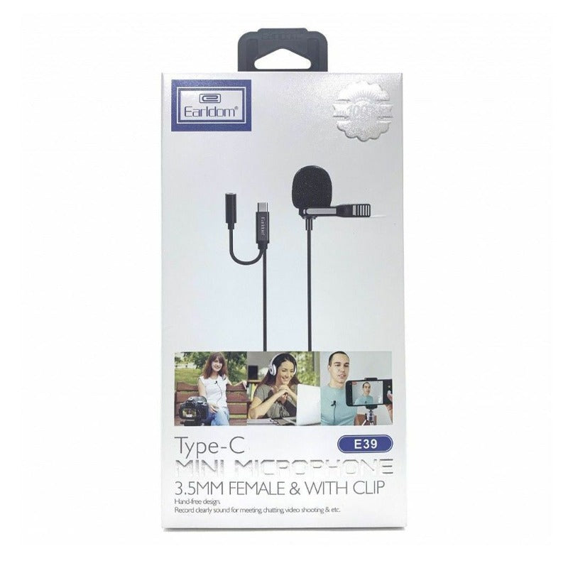 EARLDOM TYPE-C MINI MICROPHONE 3.5MM WITH CLIP E39 HANDFREE DESIGN