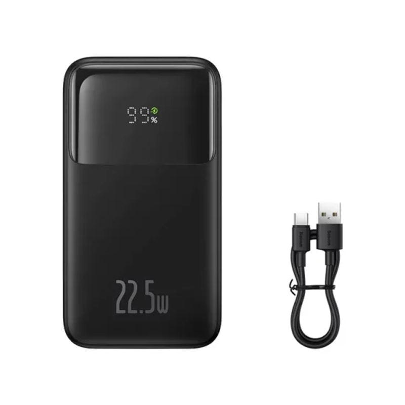 Baseus Comet Series Dual-Cable Digital Display Fast Charge Power Bank 20000mAh 22.5W – Black