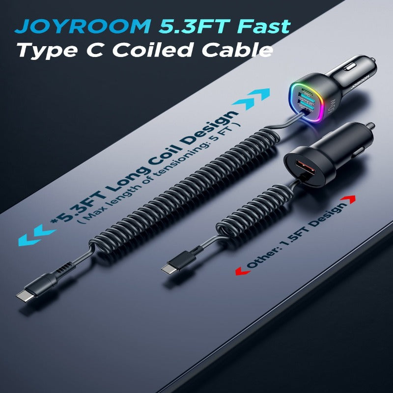 JOYROOM 4 IN 1 CAR CHARGER TYPE-C CABLE 60W JR-CL19