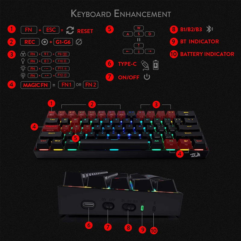 K530 Redragon RGB Gaming Keyboard