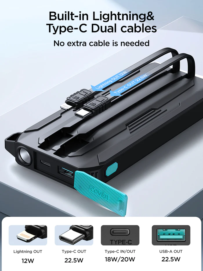 JOYROOM JR-L017 22.5W Power Bank 1000mAh with Dual Cables