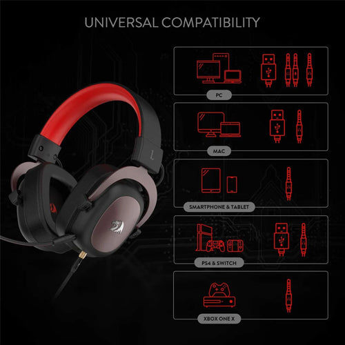 Redragon H510-1 ZEUS 2 Wired Gaming Headset - 7.1 Surround Sound