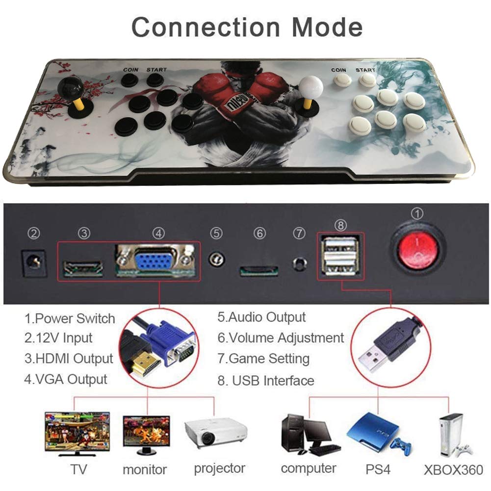 Hplights Metal, Polycarbonate 3D Arcade Game Pandora Box 4000 Retro 2 Player Game Controls