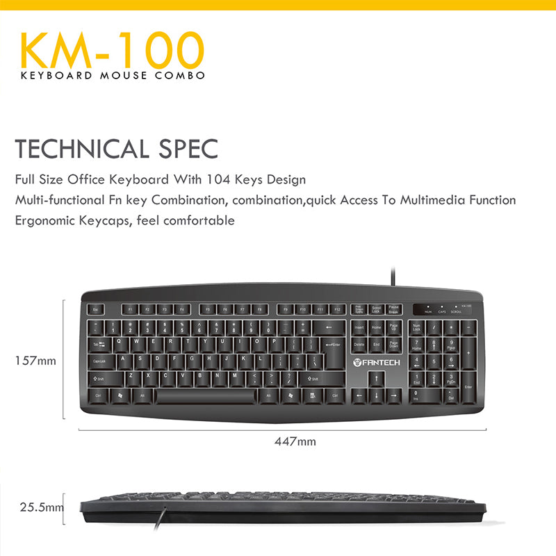 FANTECH KM100 KEYBOARD MOUSE COMBO