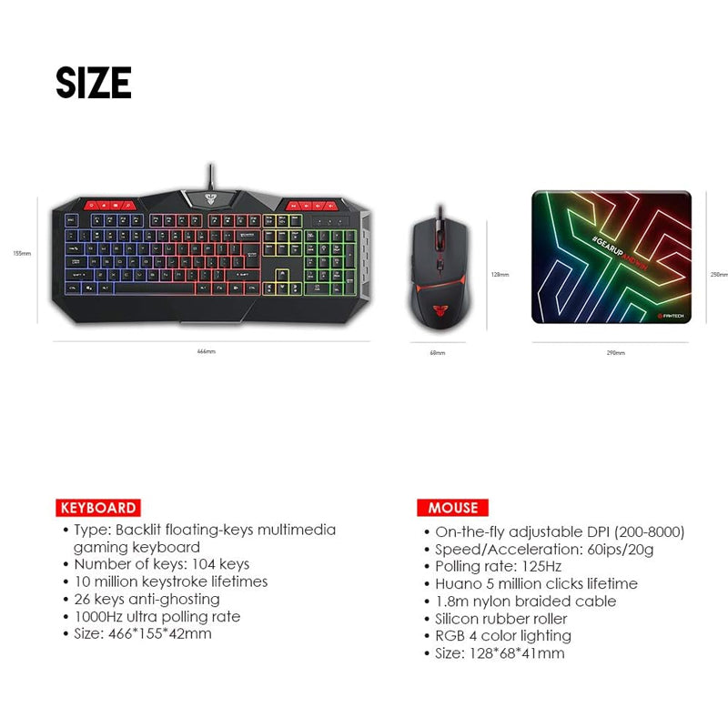 Fantech P31 Keyboard, Mouse & Mousepad 3 in 1 Gaming Combo