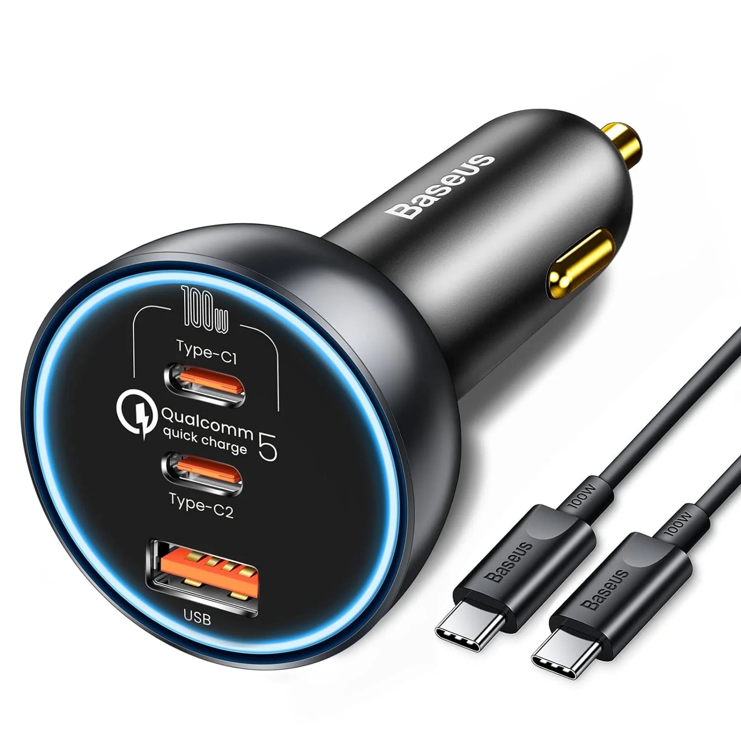 Baseus Quick Charge™ 5 Technology Multi-Port Fast Charge Car Charger C+C+U 160W