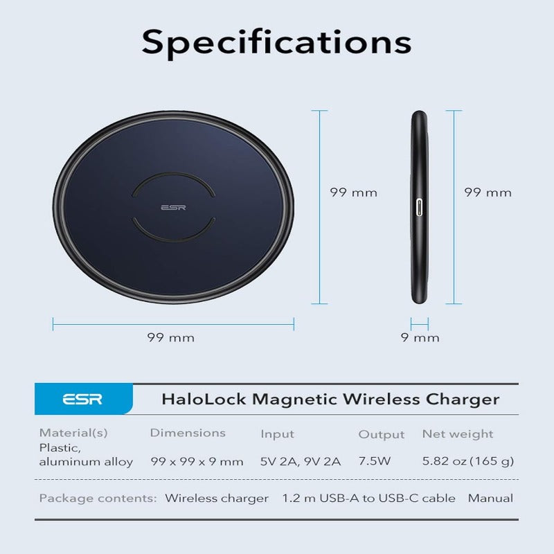 ESR HALOLOCK MAGNETIC WIRELESS CHARGER FAST & SAFE