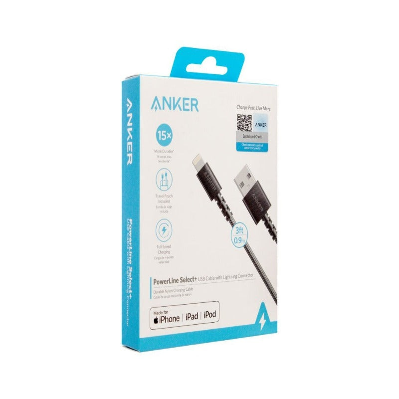 Anker PowerLine Select+ USB Cable With Lightning Connector 3ft0.9cm