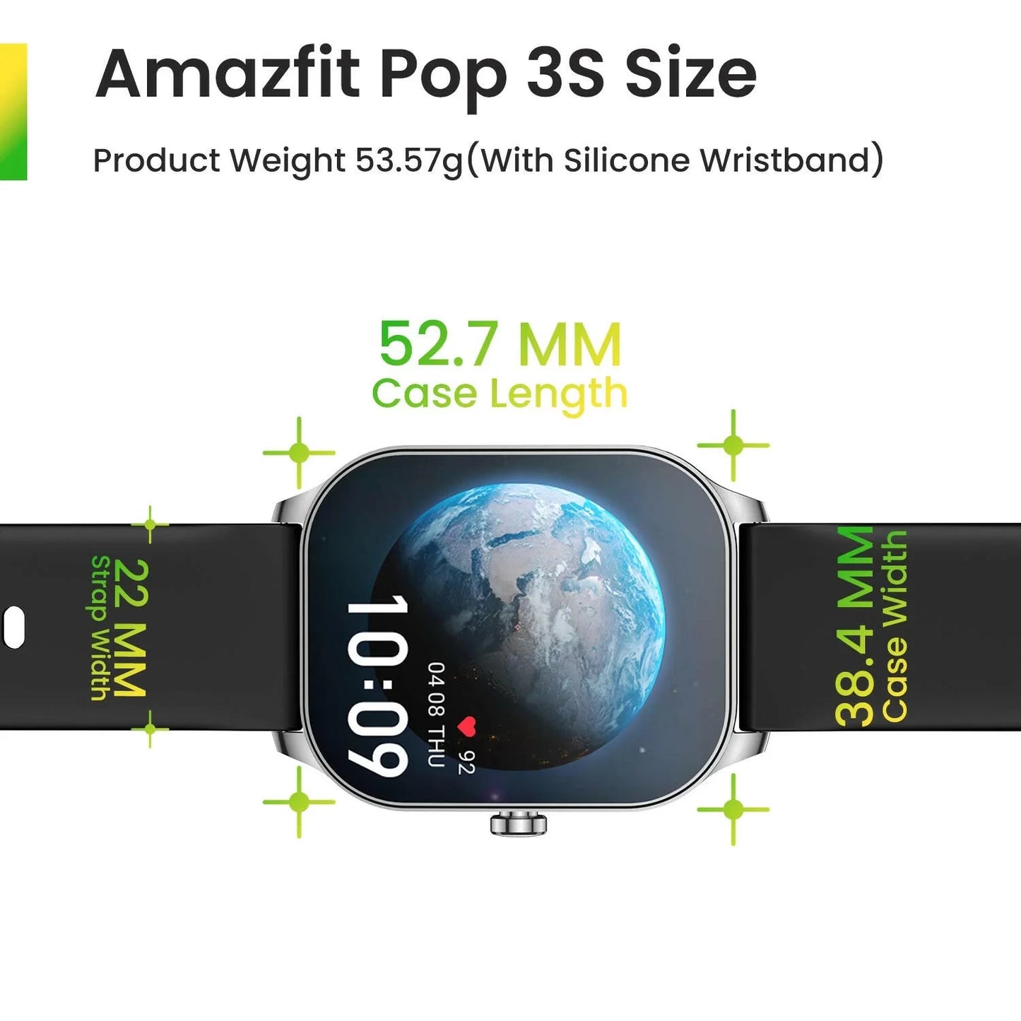 Amazfit Pop 3S Smart Watch with 1.96″ AMOLED Display & Upto 12 Days Battery Life