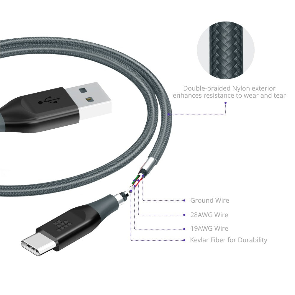 ATC6 Braided Nylon USB-C to USB-A Cable (3FT)