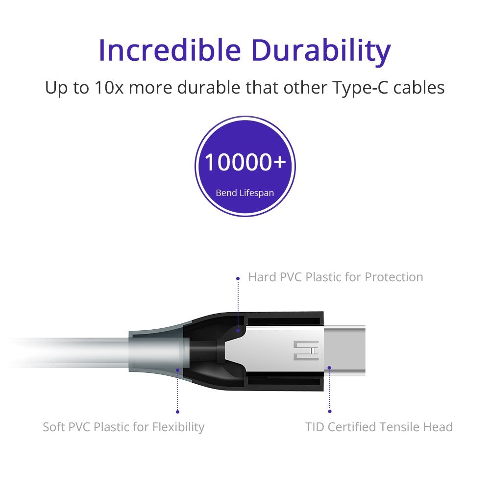 ATC6 Braided Nylon USB-C to USB-A Cable (3FT)