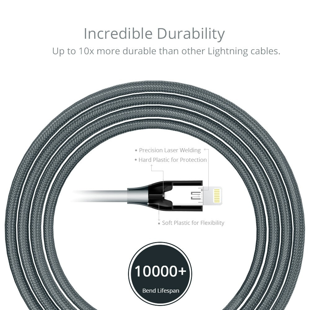 LTA14 Double Braided Nylon 4ft Lightning Cable