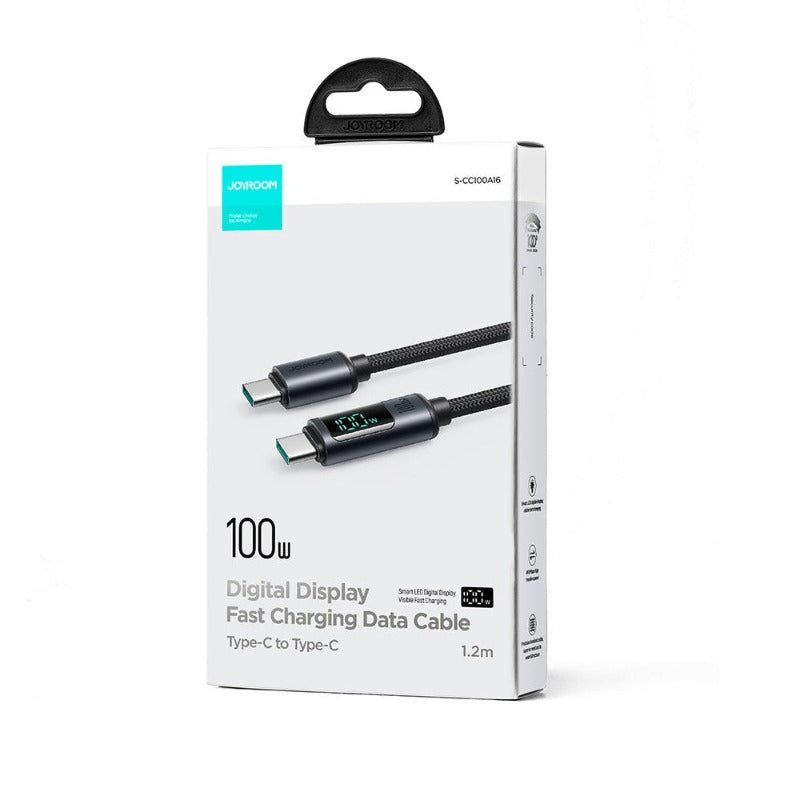 JOYROOM S-CC100A16 100W Type-C to C Digital Display Fast Charging Data Cable 1.2M