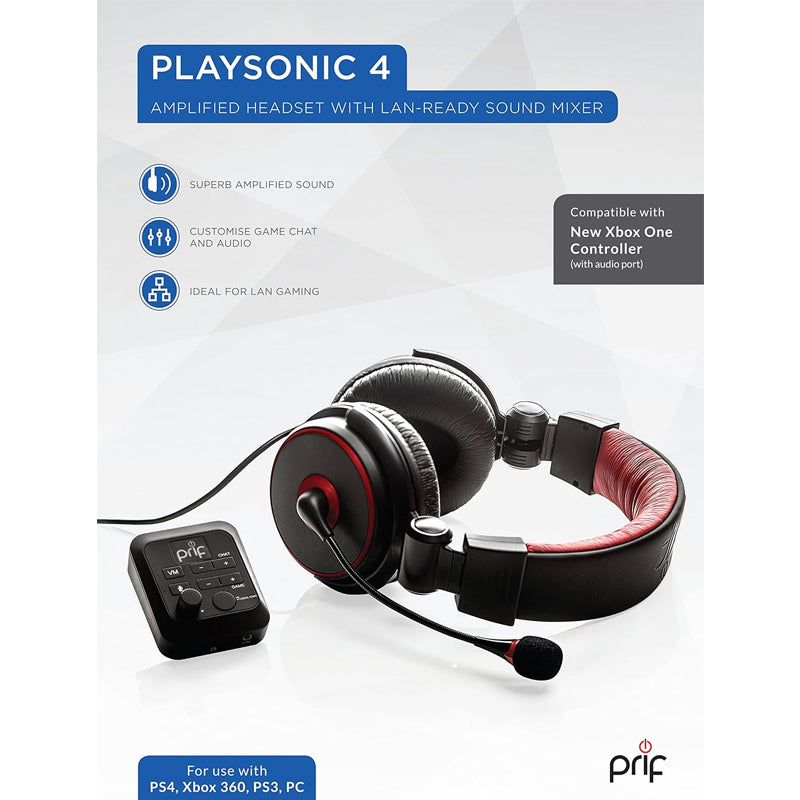 PRIF PlaySonic, Playsonic 4, Amplified Stereo Headset, Headset,PlayStation,Xbox,PC,mobile devices,Playsonic,PRIF,Audio Customizer Headset,Gaming Headset,Gaming,Stereo Headset,Ideal Shop